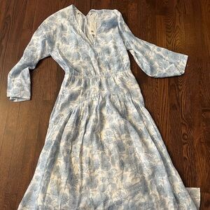 Vince Blue and White Wrap Sundress with V-Neck NWT